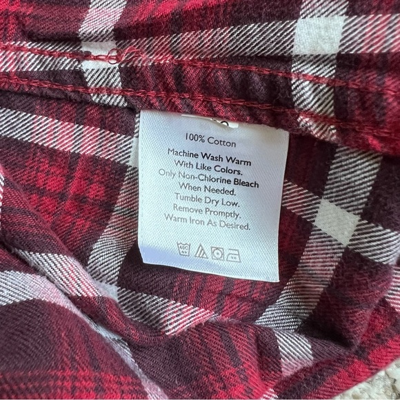 Eddie Bauer Burgundy Classic Fit Plaid Long Sleeve Button Up Shirt, Size Small - Picture 7 of 11